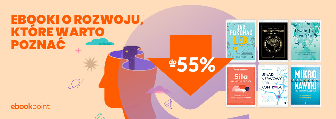 Grafika promocji - Ebooki o rozwoju, które warto poznać! / Rabaty do -55%
